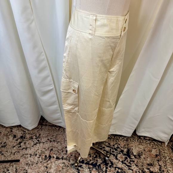 NWT Lauren Ralph Lauren ‘Women’s Shantung Wide-Leg Cargo Pants’ in Winter White - Picture 9 of 16
